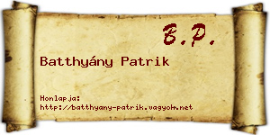 Batthyány Patrik névjegykártya